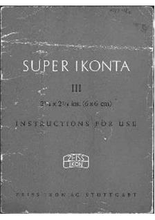 Zeiss Ikon Super Ikonta 3 manual. Camera Instructions.